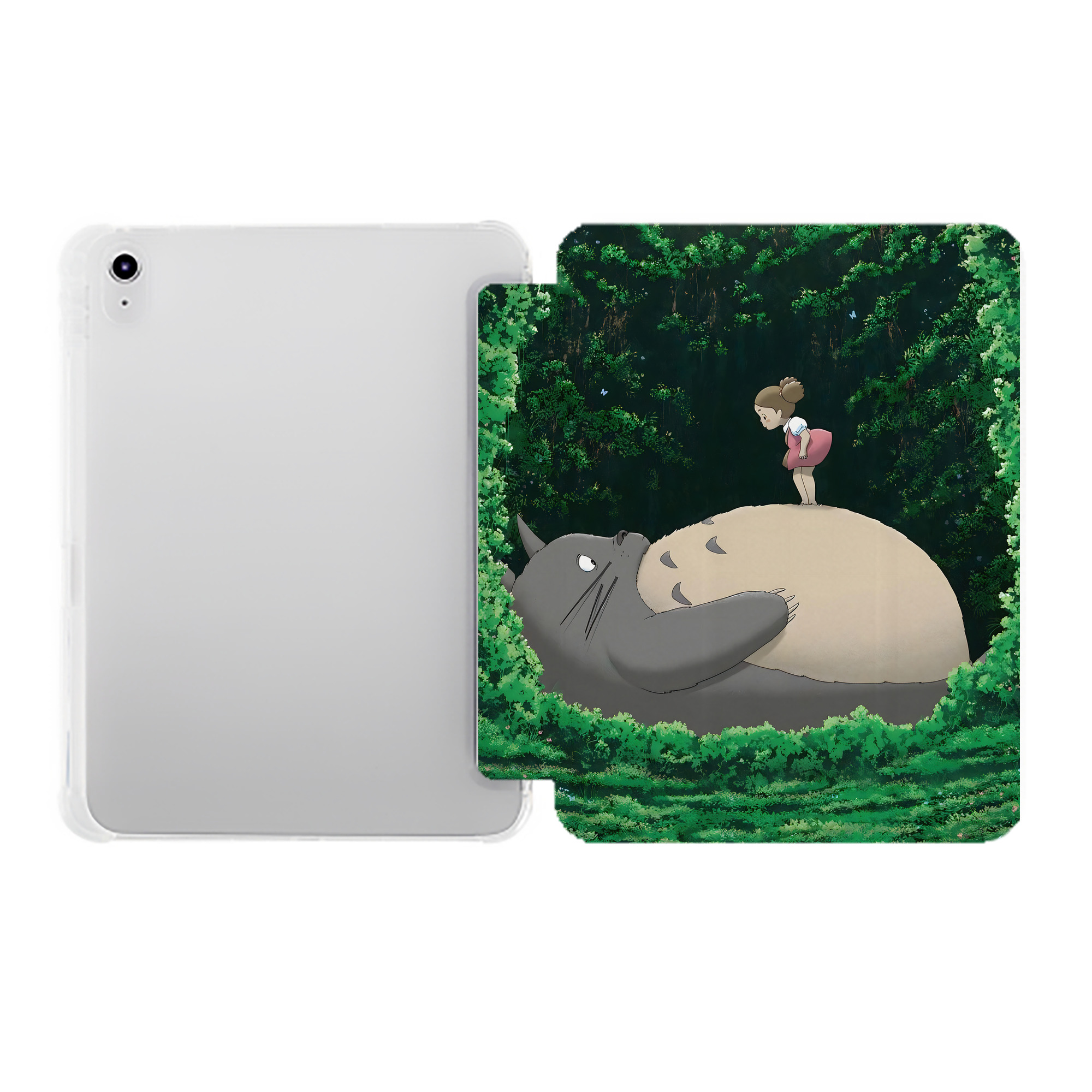 （画像用） となりのトトロ 草壁メイ 草壁サツキ My Neighbor Totoro Satsuki Kusakabe Mei Kusakabe IPad ケース ペン収納付き 三つ折りスタンド PUレザー×シリコン 対応機種9.5/10.5/10.9インチ